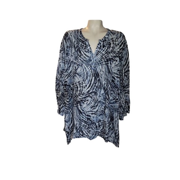 Catherines 4X Swirl Print Tunic Top With Button Detail comfort summer outdoor - Picture 1 of 7